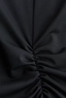 Robe froncée à mancherons - Noir — photo 4