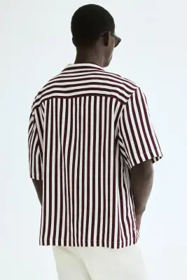 Chemise Relaxed Fit avec col cubain - Bordeaux/East Isles Club — photo 3