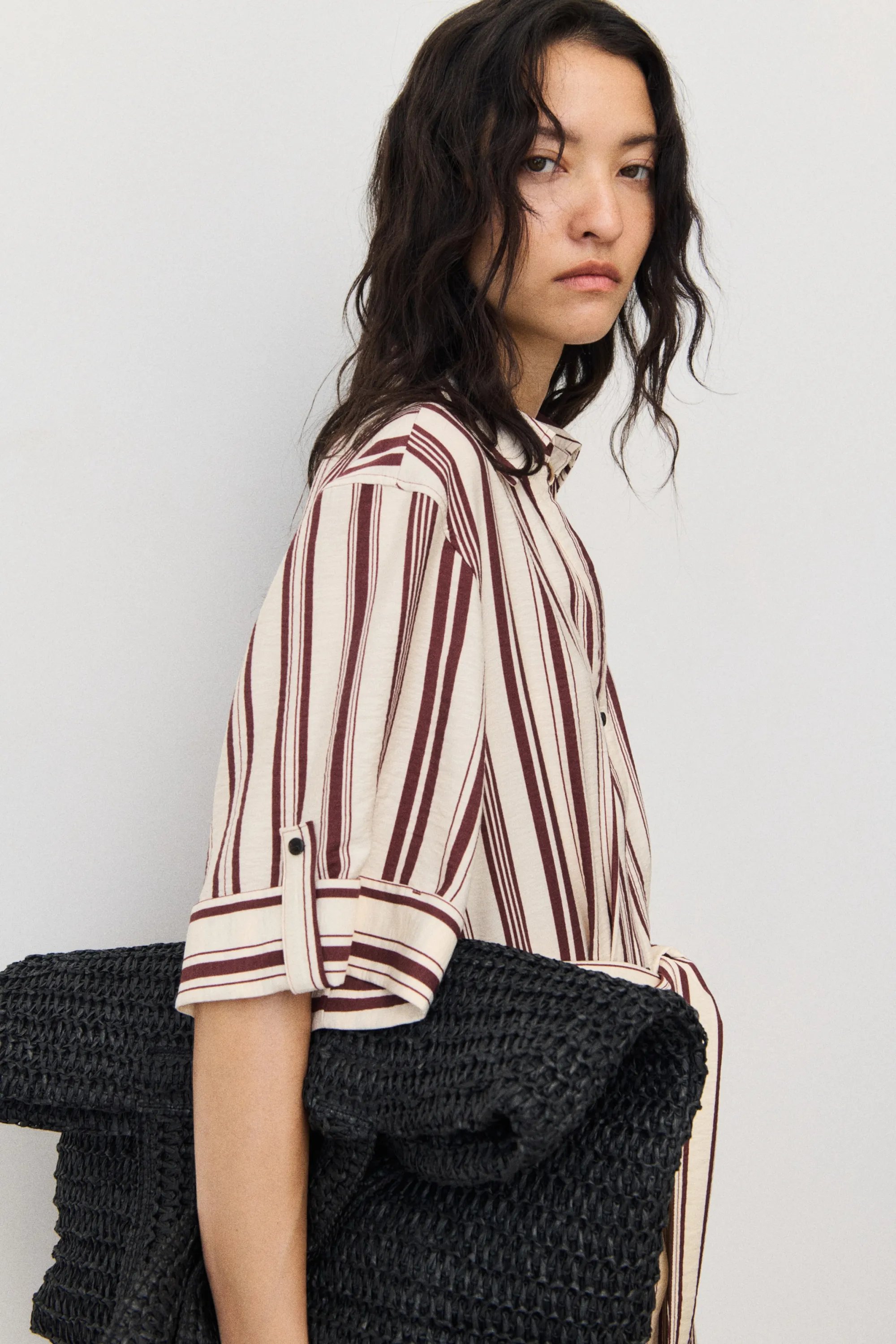 Tie-belt dress - Beige clair/rayé