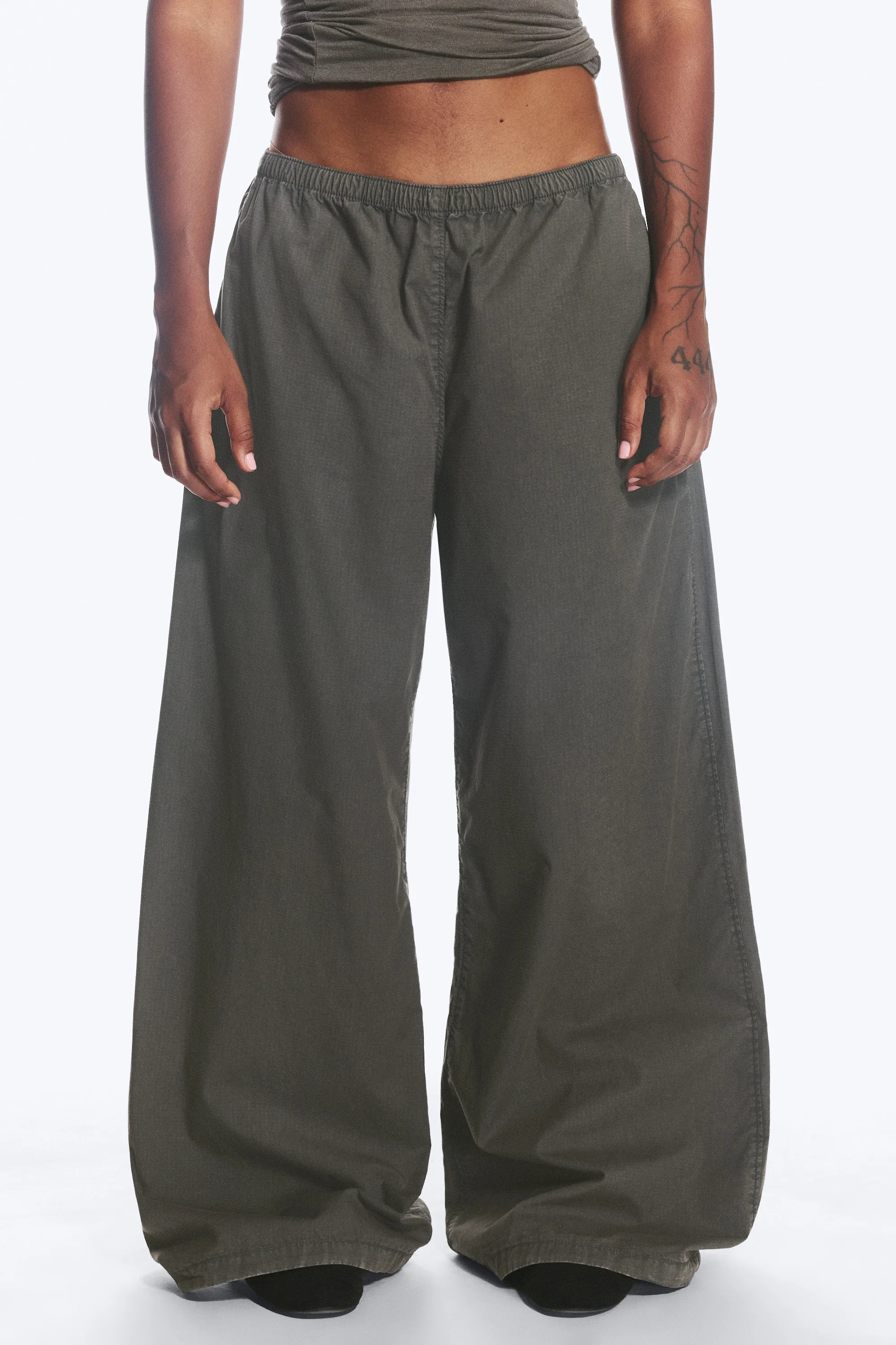 Pantalon à enfiler taille basse en ripstop - Gris foncé