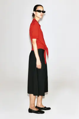 CHEMISE À NOUER EN MAILLE DE LAINE - MANDARINE — photo 5