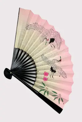 Petit éventail Tsuru rose