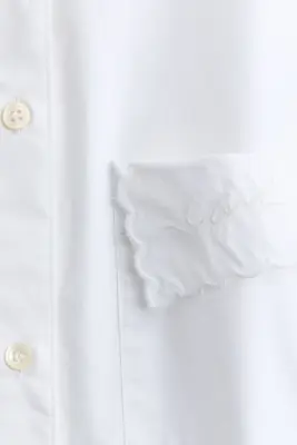 Chemise en popeline avec manches à effet ruché - Blanc — photo 4