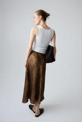 MAMA Slip skirt en satin - Marron foncé/imprimé léopard — photo 2