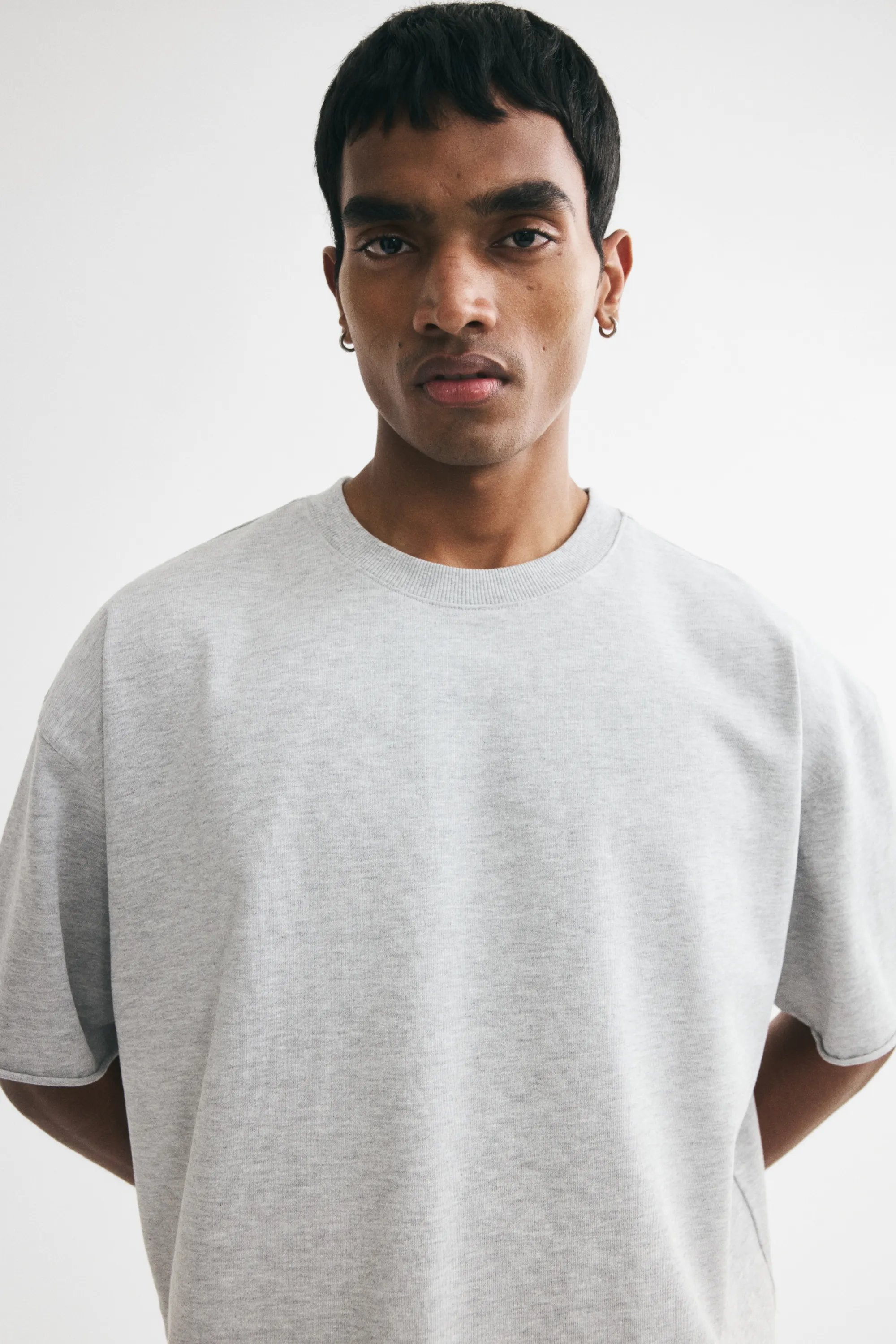 T-shirt boxy Oversized Fit - Gris clair chiné