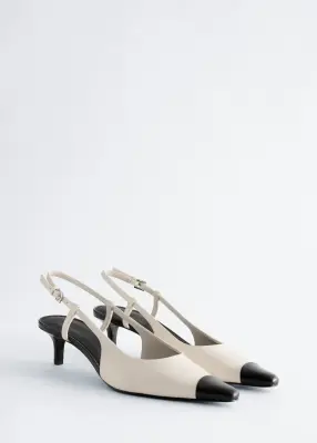 Escarpins à brides arrière - Blanc/Noir — photo 2