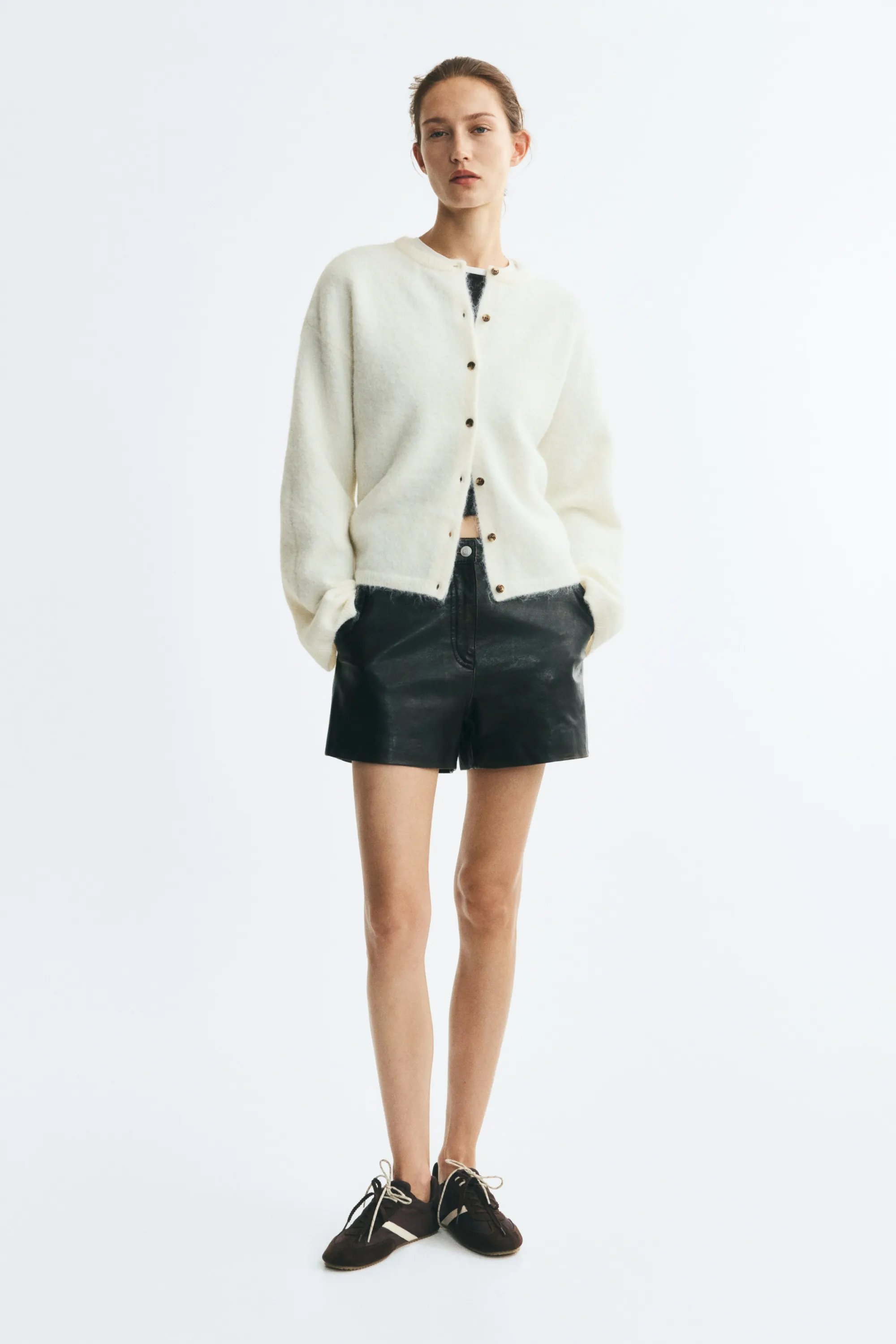 Brushed cardigan - Crème