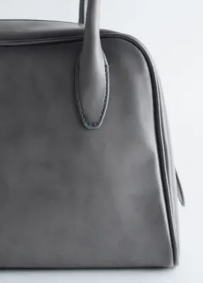 Sac bowling en cuir - Gris — photo 3