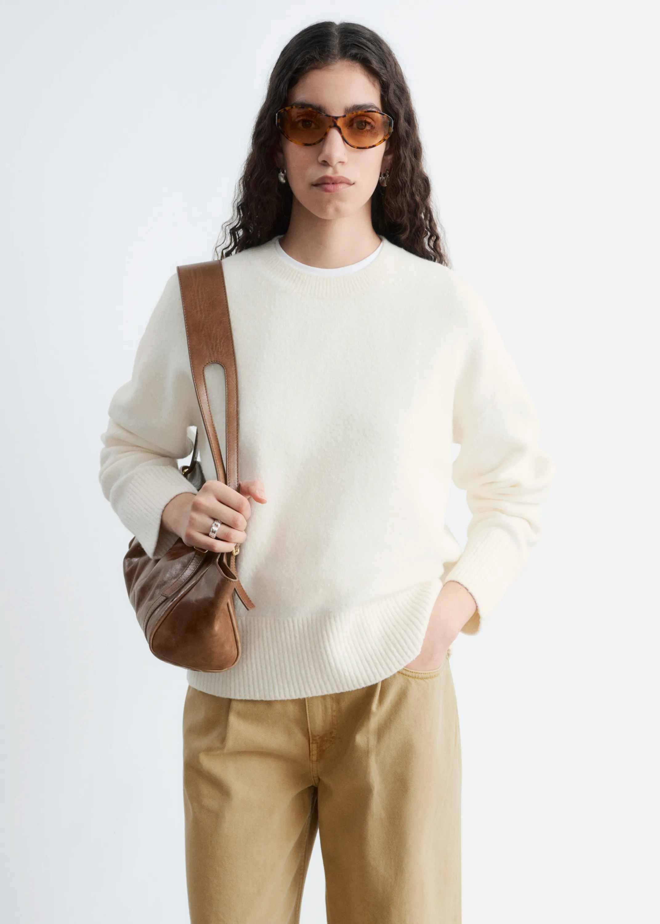 Pull décontracté en maille - Blanc