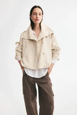 Veste oversize façon trench - Beige clair — photo 2
