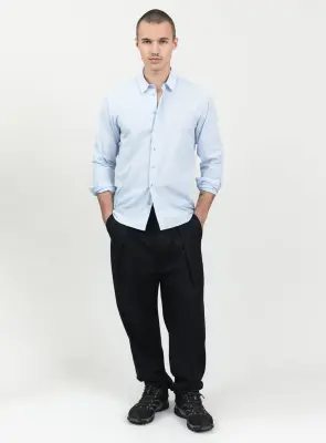 Shirt with Small Collar Stand in Sky Blue End-on-End — photo 5