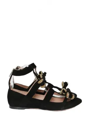 Ballerines plates bijoux en suede noir et noeud cristal Px boutique $1290 Taille 37 — photo 1