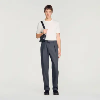 Pantalon large en laine