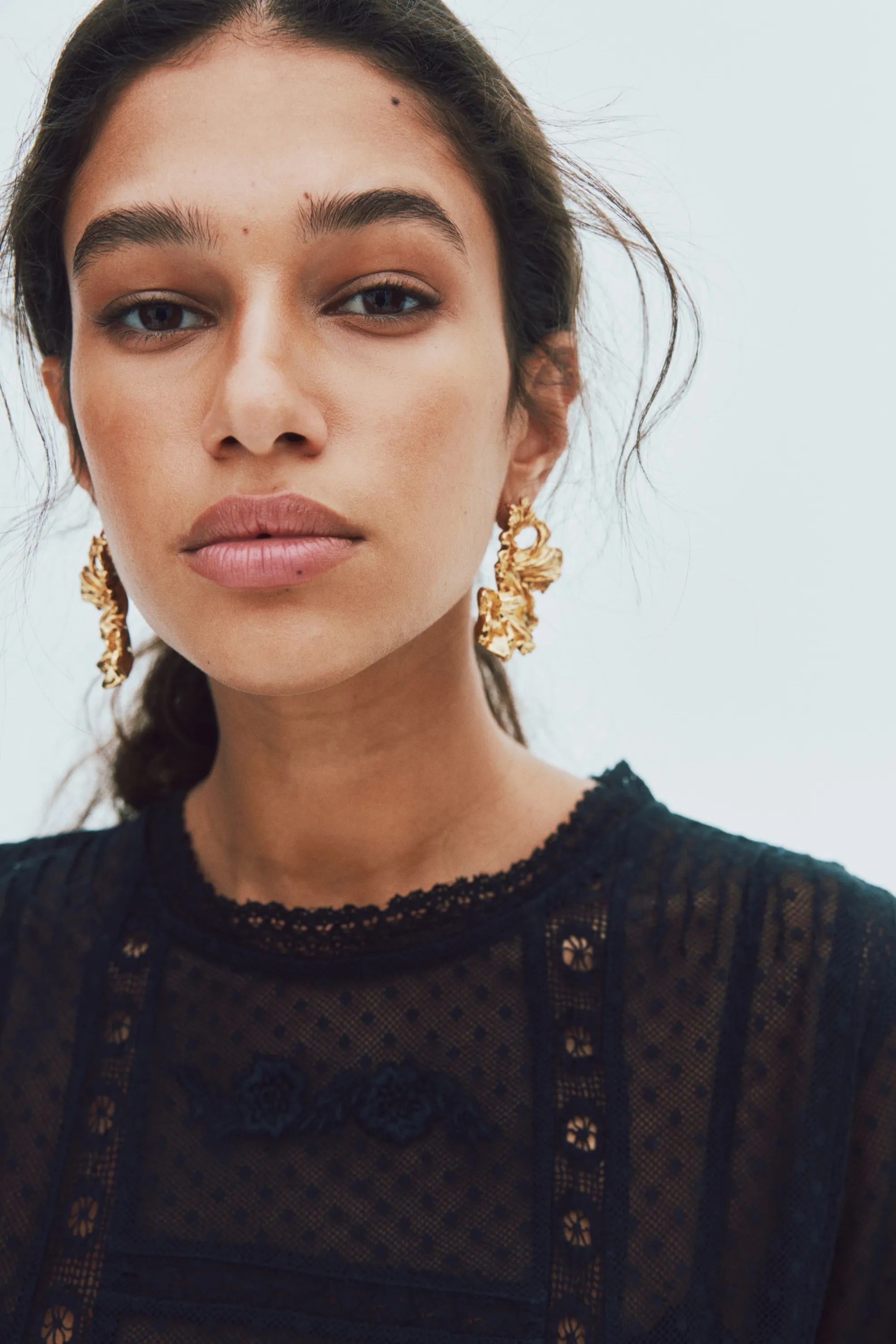 Blouse en mesh plumetis - Noir