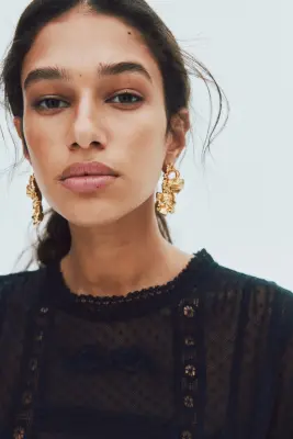 Blouse en mesh plumetis - Noir — photo 1