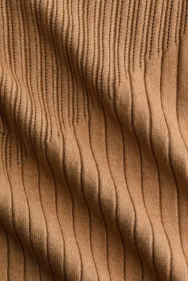 Top en maille côtelée - Beige foncé — photo 4