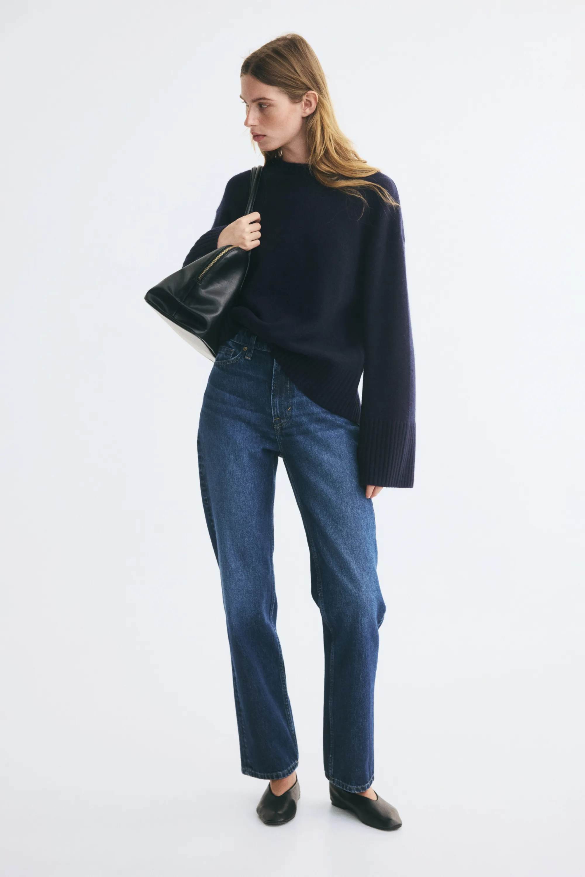 Pull en cachemire mélangé - Bleu marine