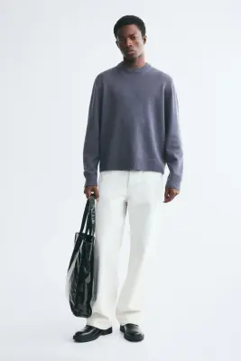 Pull Regular Fit en laine - Bleu ancien — photo 1