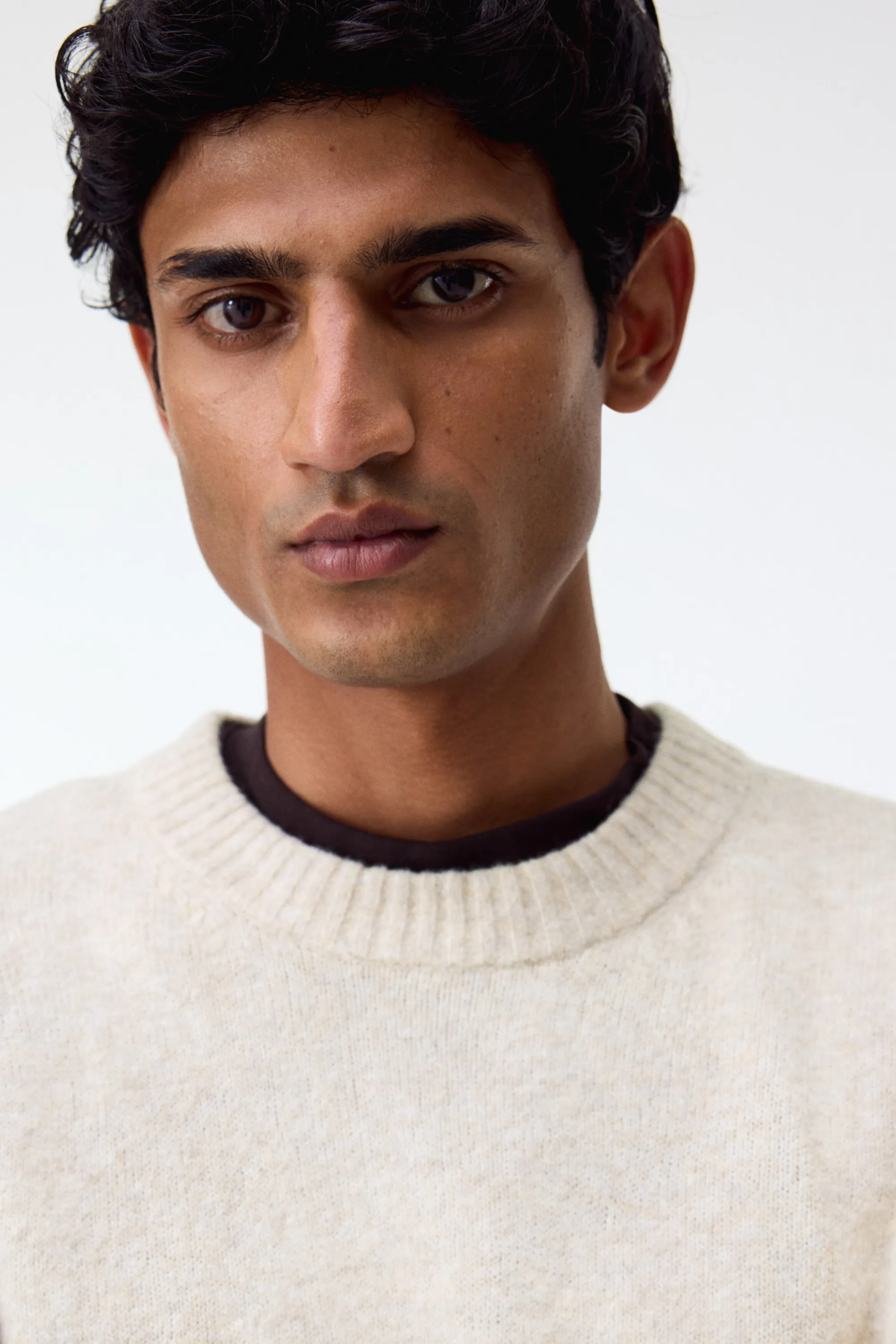 Pull Regular Fit à la finition brossée - Beige chiné