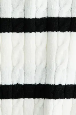 Pull en maille torsadée - Blanc/rayures noires — photo 3