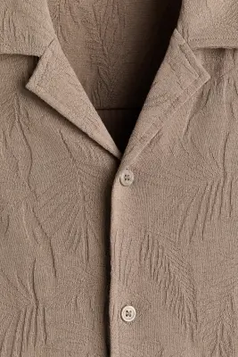 Chemise Relaxed Fit en jersey jacquard - Beige foncé — photo 4