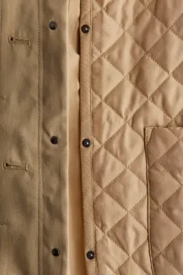 Manteau 3/4 en twill de coton - Beige — photo 1