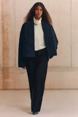 VESTE MATELASSÉE À COL CHÂLE - NOIR — photo 1