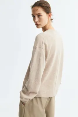 Pull oversize en laine - Beige clair — photo 3