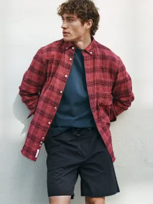 Chemise en flanelle standard - Rose foncé/Bordeaux — photo 4
