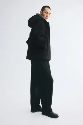 Veste à capuche en tissu Teddy bear - Noir — photo 2