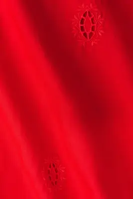 Jupe à cordon de serrage avec broderie anglaise - Rouge — photo 4