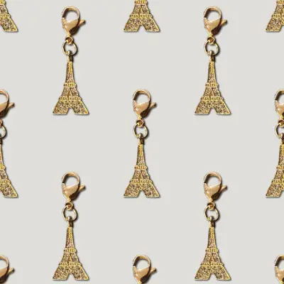 CHARM MOUSQUETON TOUR EIFFEL - ACIER INOXYDABLE ET ZIRCONS — photo 2