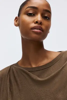 Pull avec détail façon écharpe - Taupe foncé — photo 1