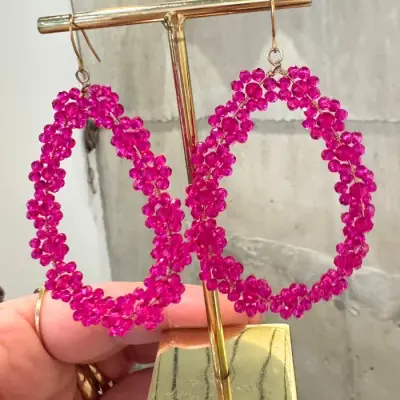 Boucles d'oreilles Fleurs Fuchsia — photo 3