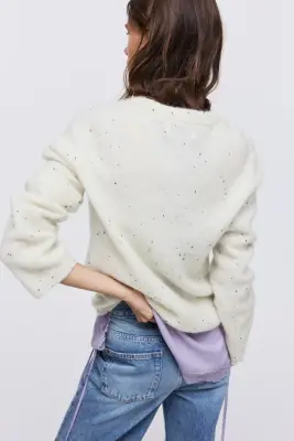 Pull en mohair mélangé - Crème — photo 3