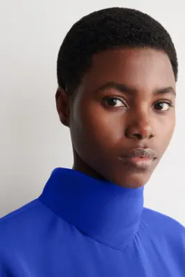 TOP DRAPÉ À ENCOLURE FOULARD - BLEU COBALT — photo 4