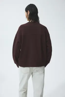 Sweat oversize en coton - Marron foncé — photo 3