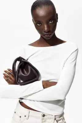 Top en maille fine avec encolure bateau - Blanc — photo 1