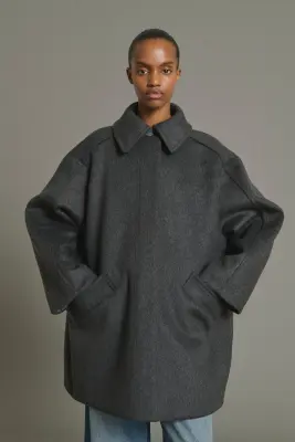 MANTEAU KASPER ANTHRACITE CHINÉ — photo 3