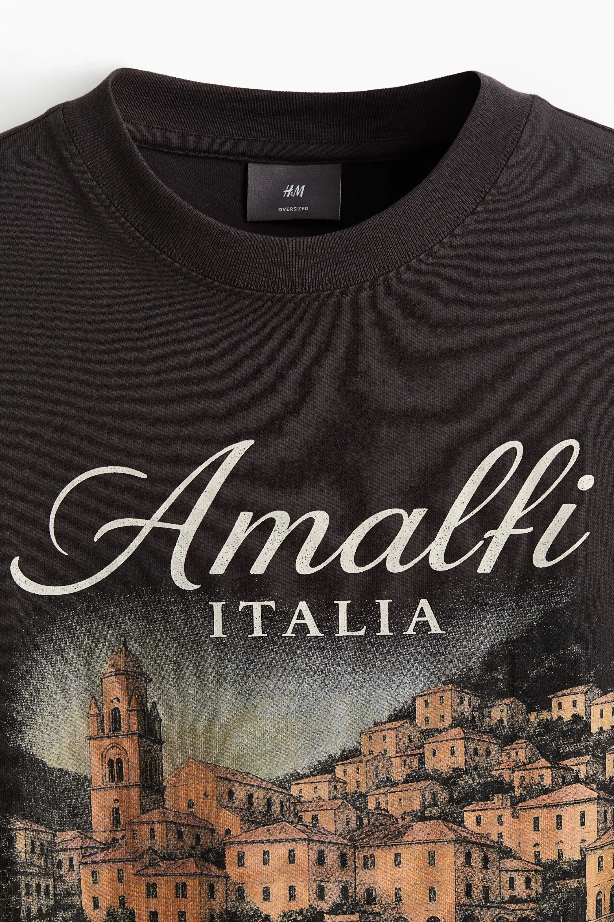 T-shirt imprimé Oversized Fit - Noir/Amalfi