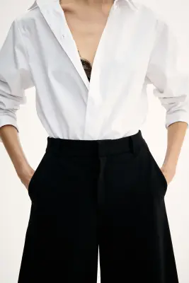 Pantalon en jersey avec jambes barrel - Noir — photo 2