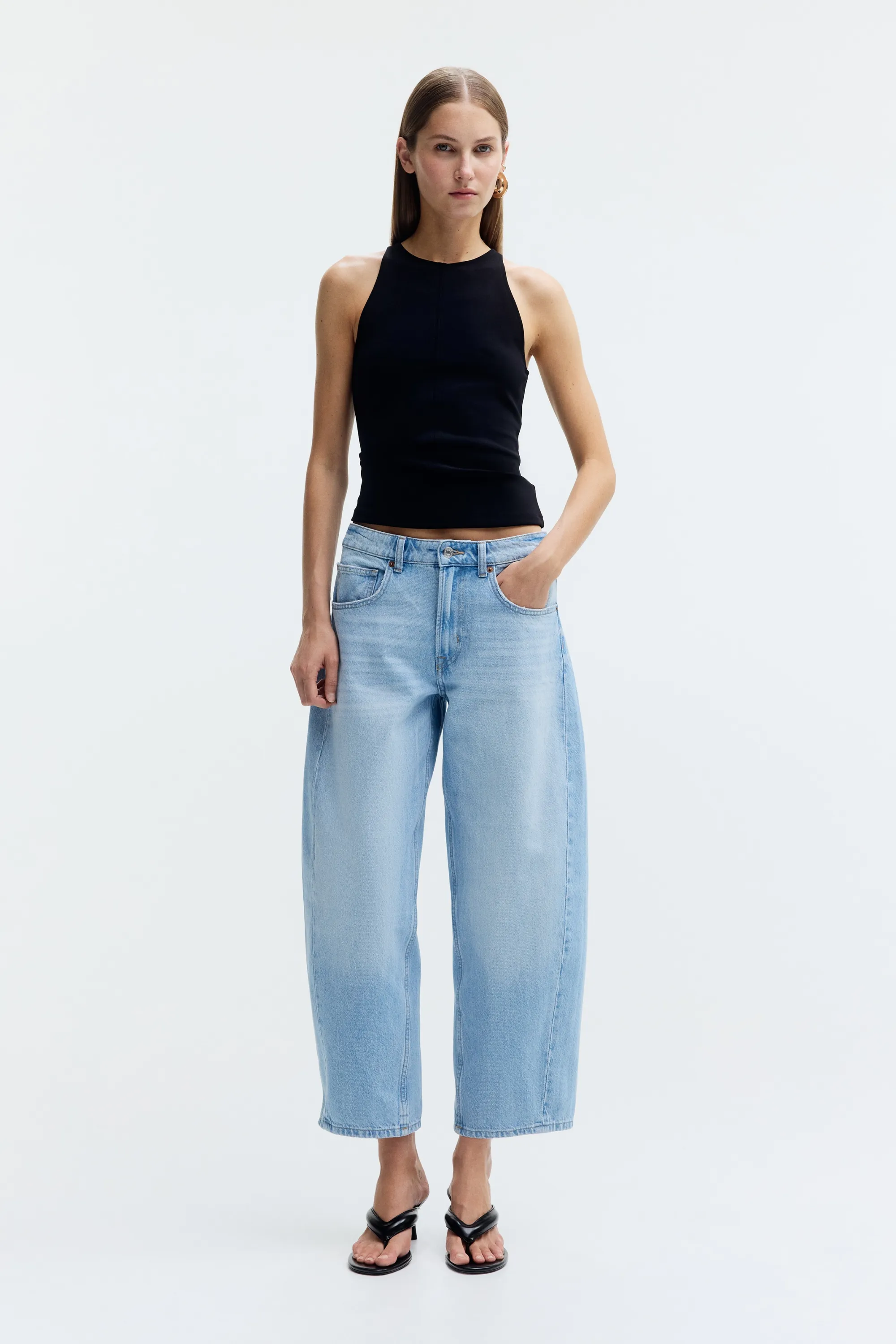 Barrel Regular Waist Ankle Jeans - Bleu denim clair