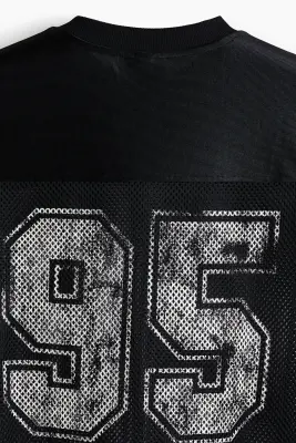 Loose Fit Printed mesh T-shirt - Noir/95 — photo 5