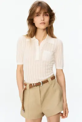 Short en lin mélangé - Beige — photo 1