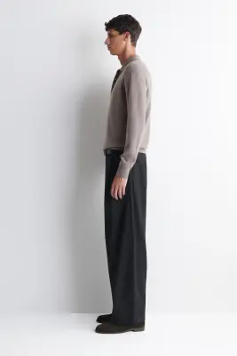 PULL EN CACHEMIRE À COL POLO - LILAS DÉLAVÉ — photo 2