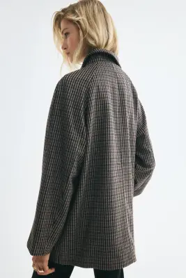 Manteau 3/4 - Gris foncé/carreaux — photo 3
