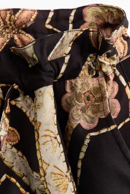 Pantalon en twill avec imprimé fleuri - Noir/fleuri — photo 3