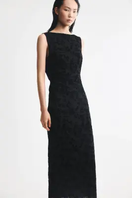 Robe moulante à imprimé floqué - Noir — photo 2