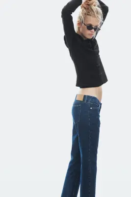 Bootcut Regular Waist Cropped Jeans - Bleu denim foncé — photo 2