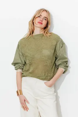 Pull à effet superposé Femme — photo 2